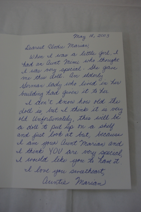 Note with German Doll from Marian